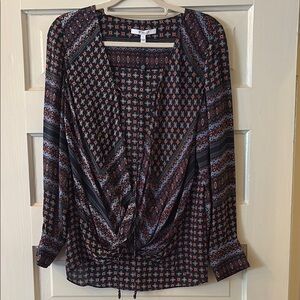 Derek Lam 10 Crosby Women's Patterned Blouse - Navy and Red